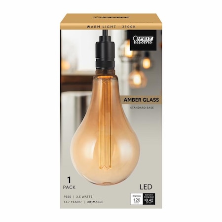 Feit Electric Feit PS50 E26 (Medium) Filament LED Bulb Warm White 60 Watt Equivalence 1 pk PS50AYC820HDRP